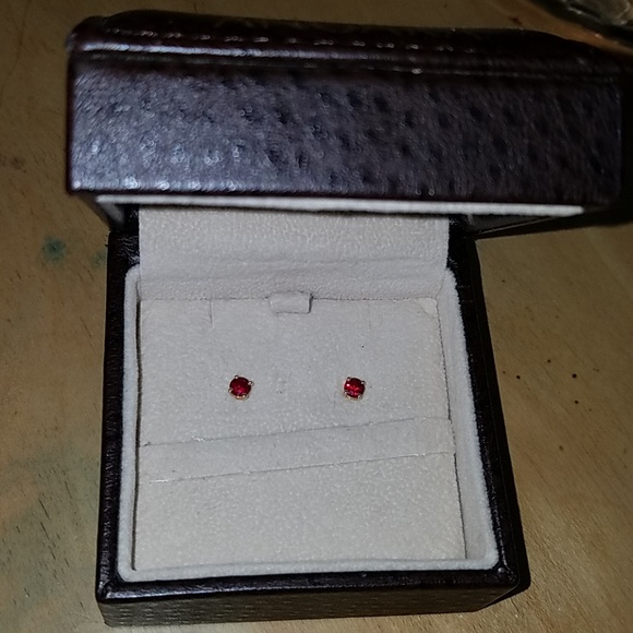 Genuine Ruby ear studs by Angara - Picture 3 of 5